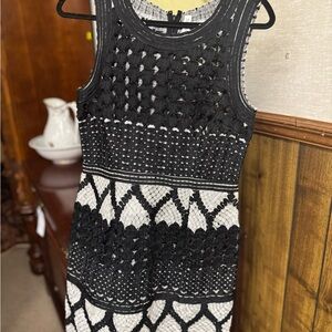 Yoana Baraschi Black and White Sheath Midi Dress